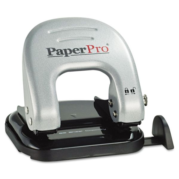 ACI2310 PaperPro inDULGE Two-Hole Punch, 20-Sheet Capacity, Black/Silver