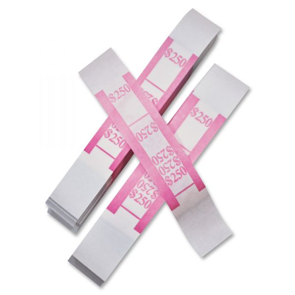 PMC55029 PM Company Color-Coded Kraft Currency Straps, Dollar Bill, $250, Self-Adhesive, 1000/Pack