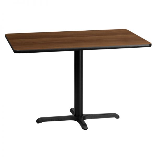 FHFXUWALTB3045T2230GG Flash Furniture 30'' x 45'' Rectangular Walnut Laminate Table Top with 22'' x 30'' Table Height Base