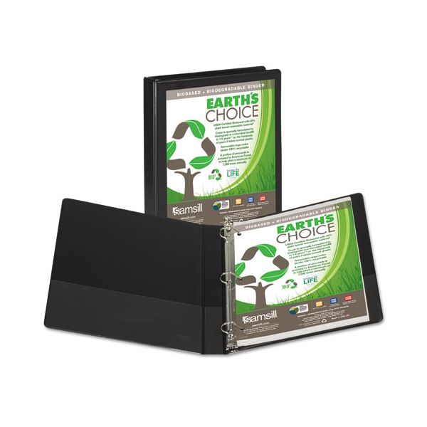 SAM16930 Samsill Earth's Choice Biobased 3-Ring View Binder, 1" Capacity, D-Ring, Black