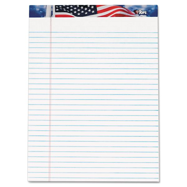 TOP75111 TOPS American Pride Writing Pad, Legal/Wide, 8 1/2 x 11 3/4, White, 50 Sheets, Dozen