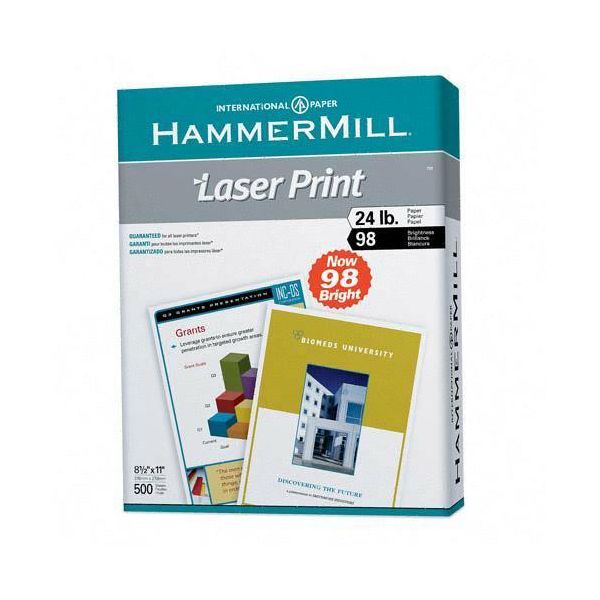 HAM104604 Hammermill Laser Print Office Paper, 98 Brightness, 24lb, 8-1/2 x 11, White, 500 Sheets/Rm