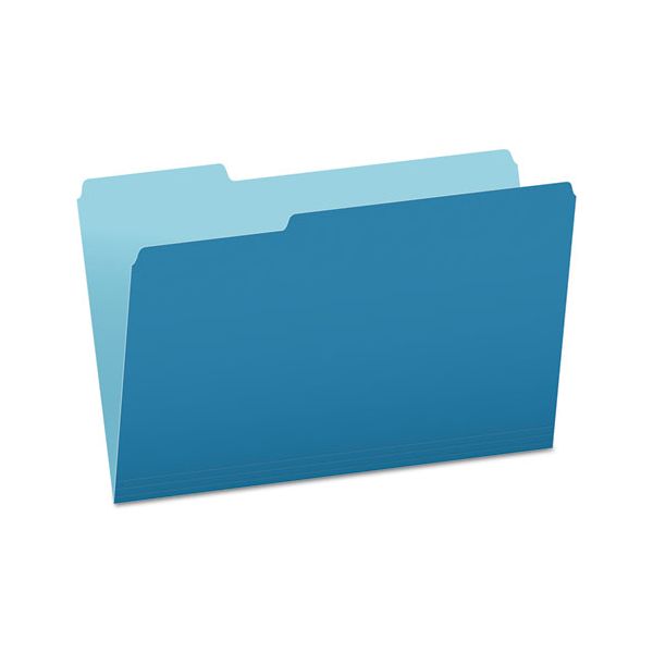 PFX15313BLU Pendaflex Colored File Folders, 1/3 Cut Top Tab, Legal, Blue/Light Blue, 100/Box
