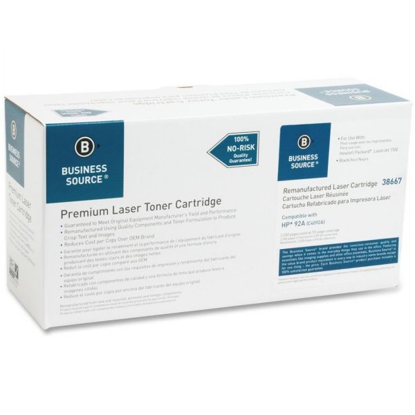 BSN38667 Business Source Remanufactured HP 92A Black Toner Cartridge
