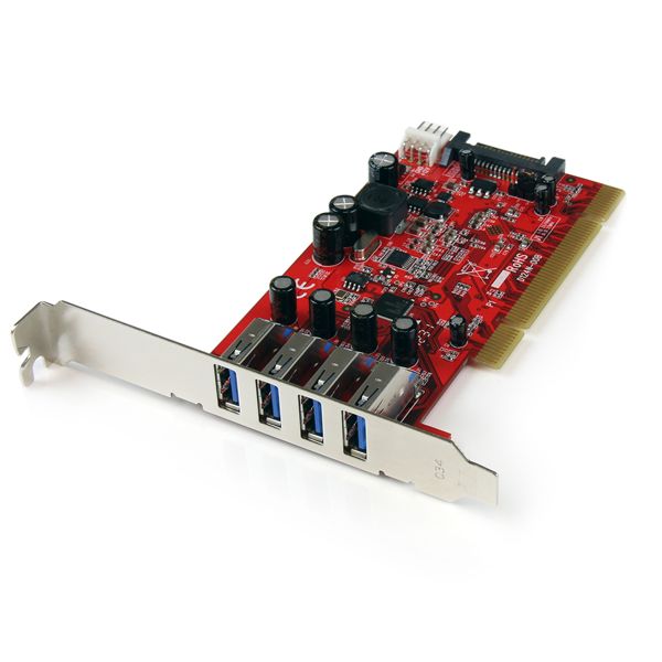 SYNX3446013 StarTech.com 4 Port PCI SuperSpeed USB 3.0 Adapter Card with SATA/SP4 Power