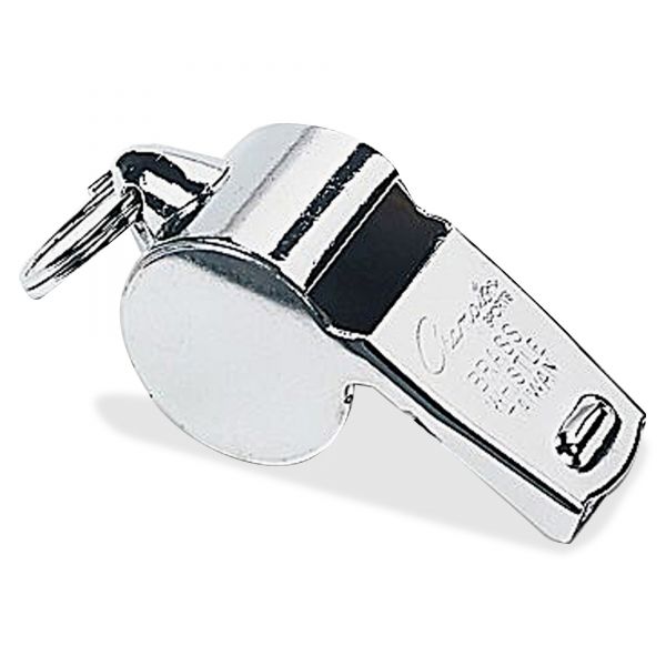 CSIBP401 Champion Sports Sports Whistle with Black Nylon Lanyard, Metal, Silver