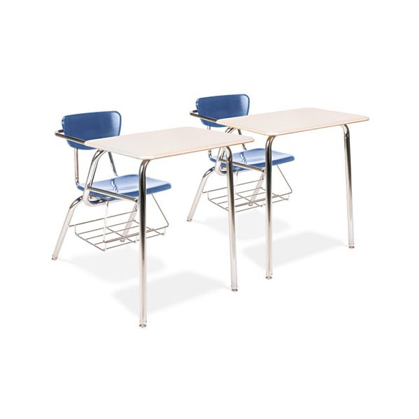 VIR3400BR4096 Virco 3400 Series Chair Desk, 22-3/4w x 35-3/4d x 29-1/4h, Sandstone/Blueberry, 2/CT