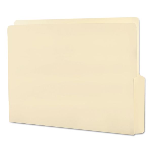 SMD24128 Smead Folders, 1/2 Cut Bottom, Reinforced End Tab, Letter, Manila, 100/Box