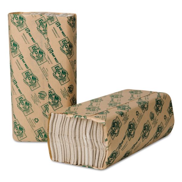 WAU49300 Wausau Paper EcoSoft C-Fold Towels, Natural White, 200 Towels/Pack, 12 Packs/Carton