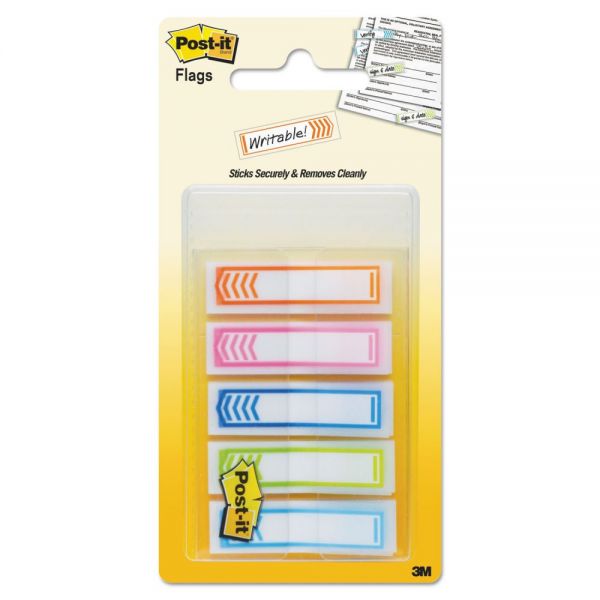 Postit Flags Arrow 1/2" Page Flags, Five Assorted Bright Colors, 100