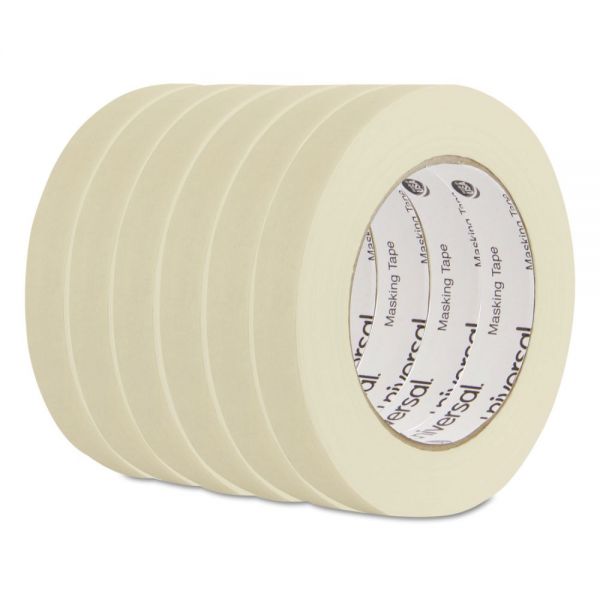 UNV51334 Universal General Purpose Masking Tape, 18mm x 54.8m, 3" Core, 6/Pack
