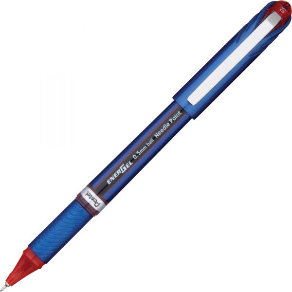PENBLN25B Pentel EnerGel NV Liquid Gel Pen, .5mm, Red Barrel, Red Ink, Dozen