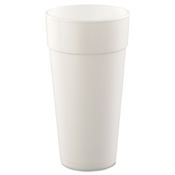 DCC24J16 Dart Drink Foam Cups, Hot/Cold, 24oz, White, 25/Bag, 20 Bags/Carton