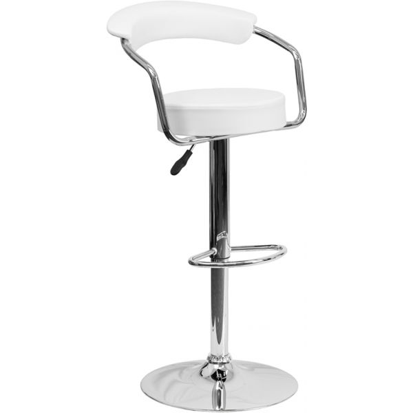 FHFCHTC31060WHGG Flash Furniture Contemporary Barstool with Arms