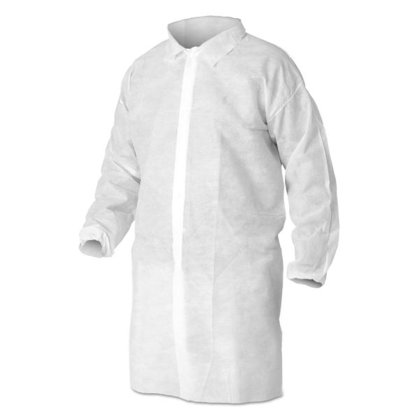 KCC40103 KleenGuard* A10 Light Duty Lab Coats, Large, White, 50/Carton