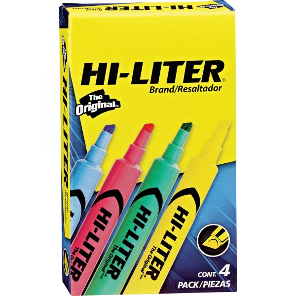 AVE17752 Avery HI-LITER Desk-Style Highlighter, Chisel Tip, Assorted Colors, 4/Set