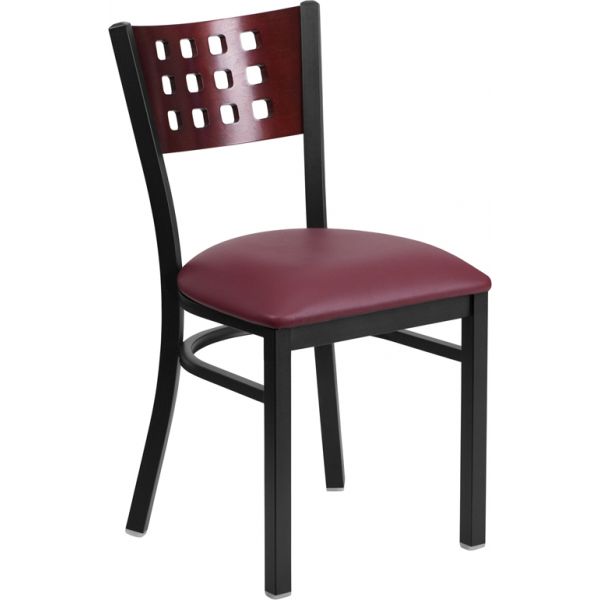 FHFXUDG60117MAHBURVGG Flash Furniture Decorative Cutout Back Metal Restaurant Chair
