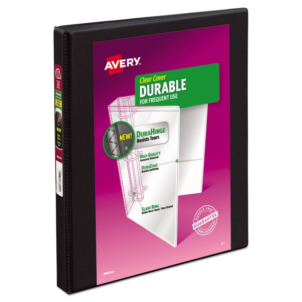 AVE17001 Avery Durable 3-Ring View Binder, 1/2" Capacity, Slant Ring, Black