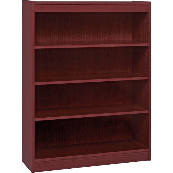 LLR60072 Lorell Panel End 4-Shelf Hardwood Veneer Bookcase