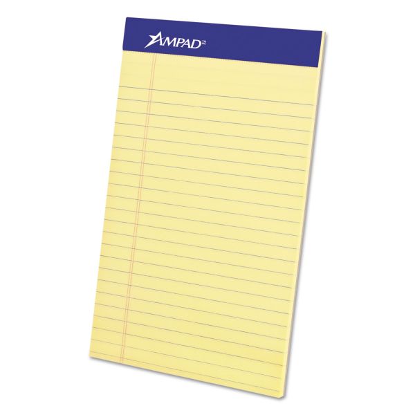 TOP20204 Ampad Perforated Writing Pad, Narrow, 5 x 8, Canary, 50 Sheets, Dozen
