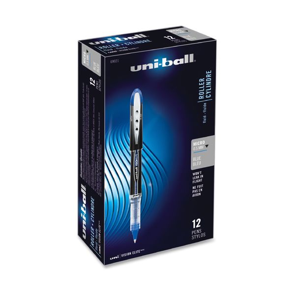SAN69021 uni-ball VISION ELITE Stick Roller Ball Pen, Blue Ink, Super Fine