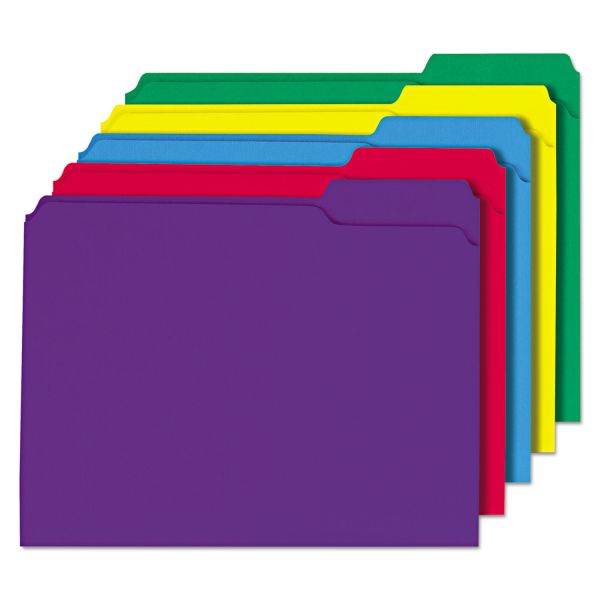 UNV16166 Universal File Folders, 1/3 Cut Double-Ply Top Tab, Letter, Assorted Colors, 100/Box