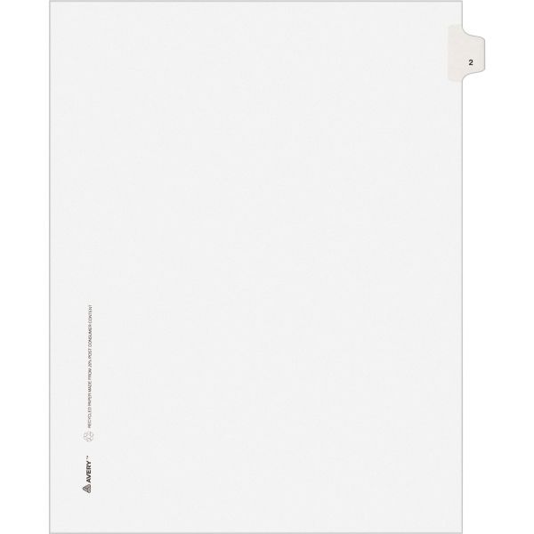 AVE11912 Avery-Style Legal Exhibit Side Tab Divider, Title: 2, Letter, White, 25/Pack