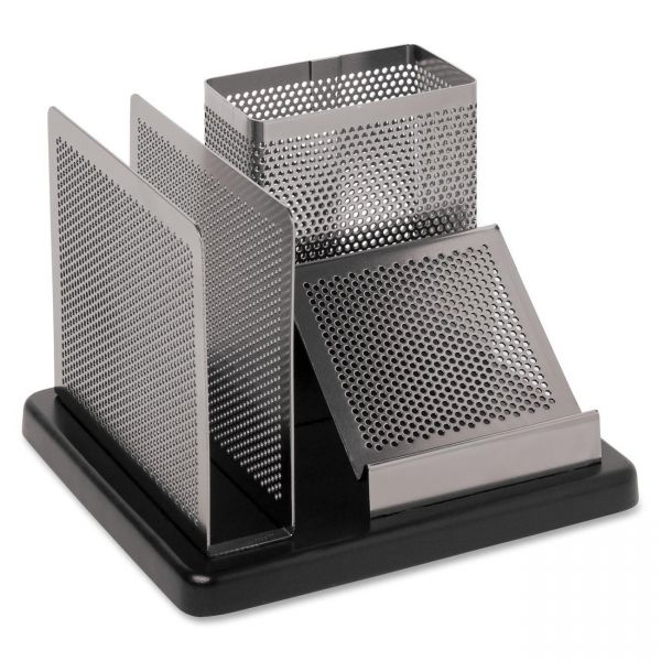 ROLE23552 Rolodex Distinctions Desk Organizer, 5 7/8 x 5 7/8 x 4 1/2, Metal/Black