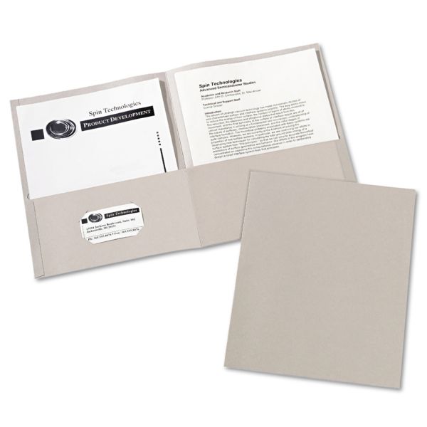 AVE47990 Avery Two-Pocket Folder, 40-Sheet Capacity, Gray, 25/Box