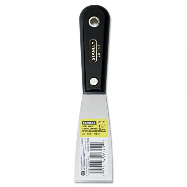 BOS28141 Stanley Tools Nylon Handle Putty Knife, 1 1/2" Wide, Steel Blade, Black Handle