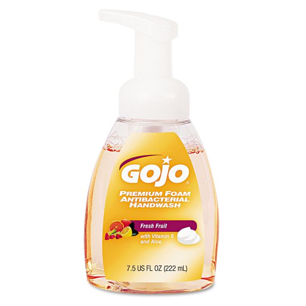 GOJ571006CT GOJO Premium Foam Antibacterial Hand Wash, Fresh Fruit Scent, 7.5 oz Pump, 6/Carton