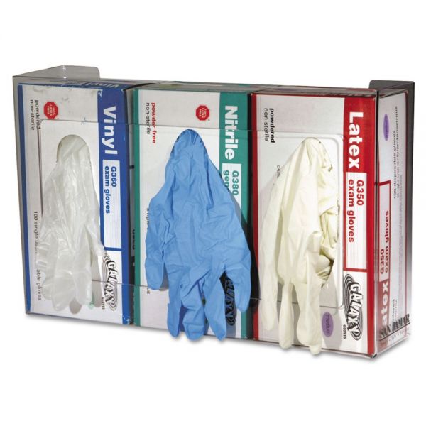 SJMG0805 San Jamar Clear Plexiglas Disposable Glove Dispenser, Three-Box, 18w x 3 3/4d x 10h