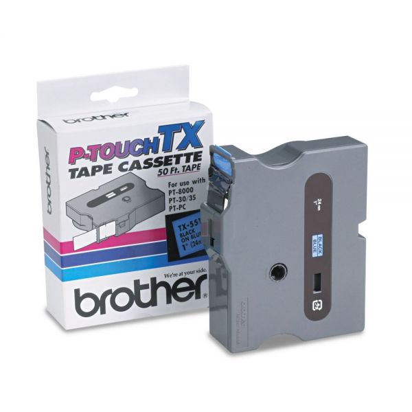 BRTTX5511 Brother P-Touch TX Tape Cartridge for PT-8000, PT-PC, PT-30/35, 1"w, Black on Blue
