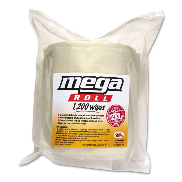 TXLL420 2XL Gym Wipes Mega Roll Refill, 8 x 8, White, 1200/Roll, 2 Rolls/Carton