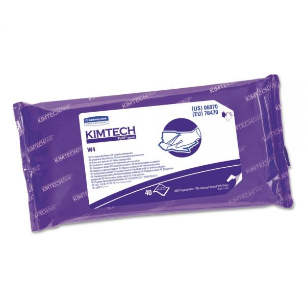 KCC06070 Kimtech* W4 PreSat Alcohol Wipers, 70% IPA, 9 x 11, White, 40/Pack, 10/Carton
