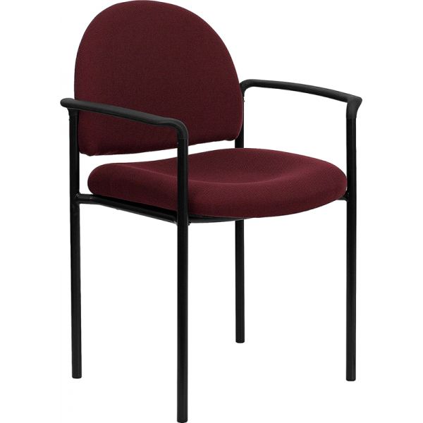 FHFBT5161BYGG Flash Furniture Burgundy Fabric Comfortable Stackable Steel Side Chair with Arms