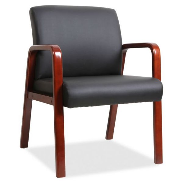 LLR40202 Lorell Black Leather Wood Frame Guest Chair