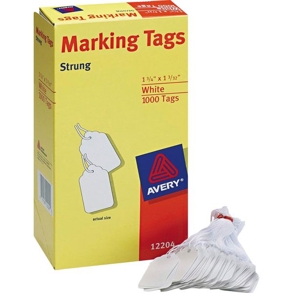 AVE12204 Avery Medium-Weight White Marking Tags, 1 3/4 x 1 3/32, 1,000/Box