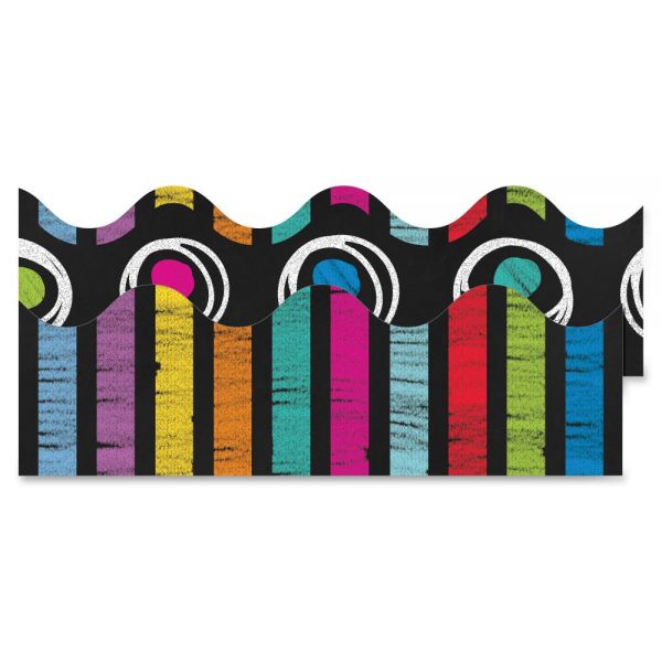 CDP108196 Carson-Dellosa Colorful Chalkboard Double-Sided Scalloped Borders