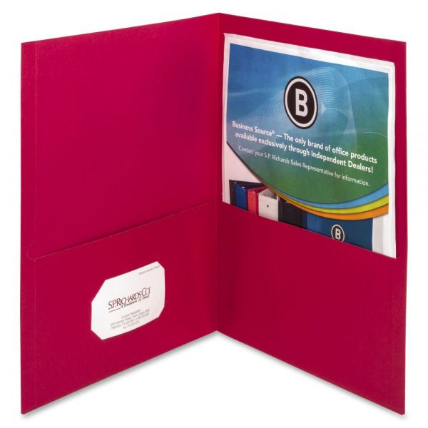 BSN78494 Business Source Red Two Pocket Folders
