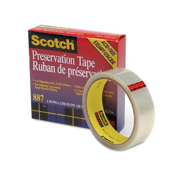 Scotch Acid Free Preservation Tape, 1" x 36 Yards, 1" Core, Matte