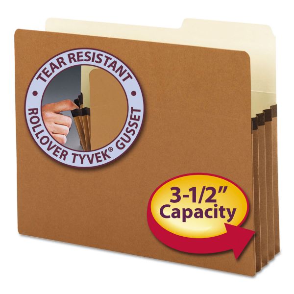 SMD73088 Smead 3 1/2" Exp Pocket, 2/5 Tab, Letter, Manila/Redrope, 25/Box
