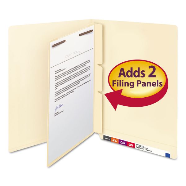 SMD68027 Smead Manila Self-Adhesive End/Top Tab Folder Dividers, 2-Sections, Letter, 100/Box