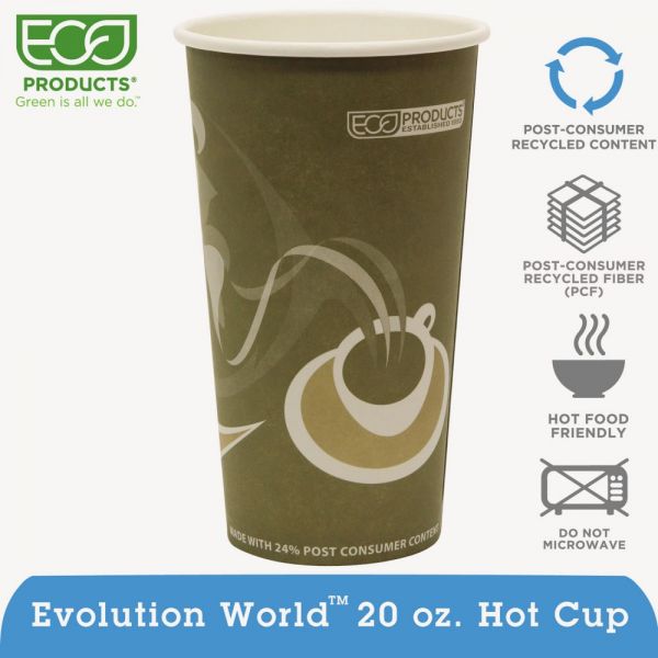ECOEPBRHC20EWPK Eco-Products Evolution World 24% Recycled Content Hot Cups Convenience Pack - 20oz., 50/PK