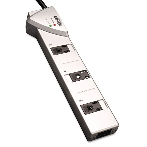 TRPTLP707TEL Tripp Lite TLP707TEL Surge Suppressor, 7 Outlets, 7 ft Cord, 1080 Joules, Silver