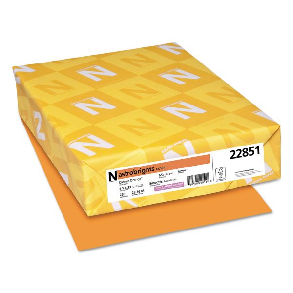 WAU22851 Astrobrights Color Cardstock, 65lb, 8 1/2 x 11, Cosmic Orange, 250 Sheets