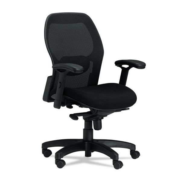 MLN3200 Mayline Mercado Series Mid-Back Mesh Chair, Mesh Back/Fabric Seat, Black