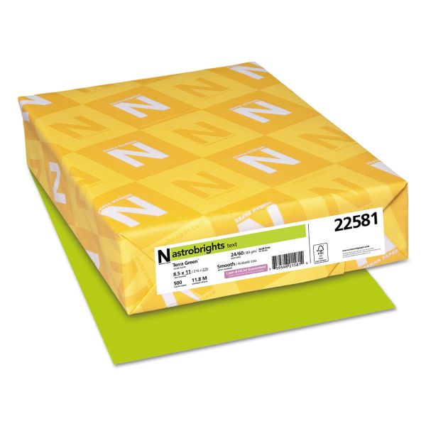 WAU22581 Astrobrights Color Paper, 24lb, 8 1/2 x 11, Terra Green, 500 Sheets