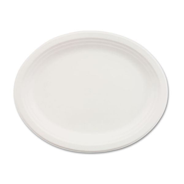 HUH21257CT Chinet Classic Paper Dinnerware, Oval Platter, 9 3/4 x 12 1/2, White, 500/Carton