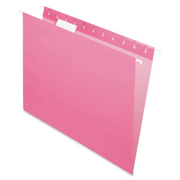 PFX81609 Pendaflex Colored Hanging Folders, 1/5 Tab, Letter, Pink, 25/Box